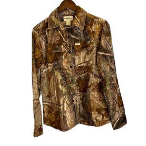 Gander long sleeve button front hunting outdoor shirt women S